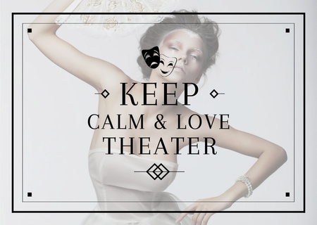 Theater Quote Woman Performing in White Postcard Modelo de Design