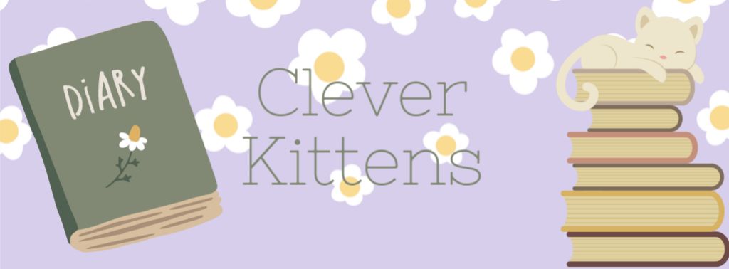 Diary Clever Kittens Facebook cover – шаблон для дизайну