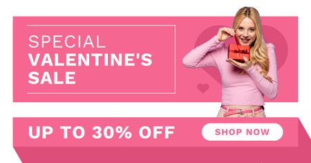 Special Valentine's Day Sale with Attractive Blonde Facebook AD Design Template