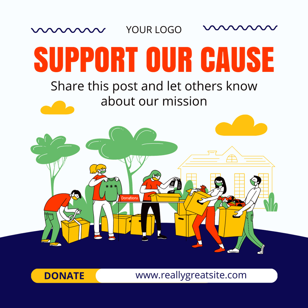 Volunteers at Charity Event Instagram AD Design Template