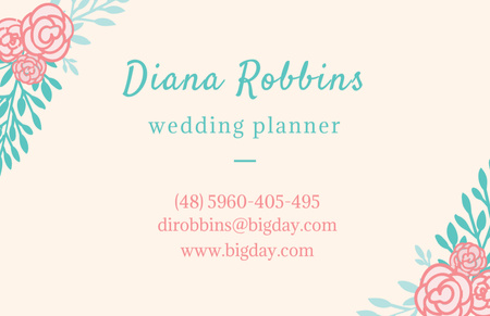 Wedding Planner Services In Beige Business Card 85x55mm Design Template