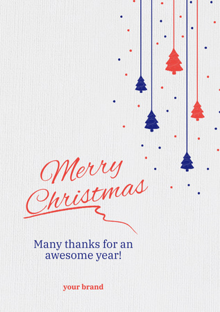 Merry Christmas Wishes with Decorations Postcard A5 Vertical Design Template