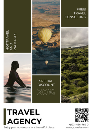 Travel Ad with Collage of Beautiful Places Poster Design Template