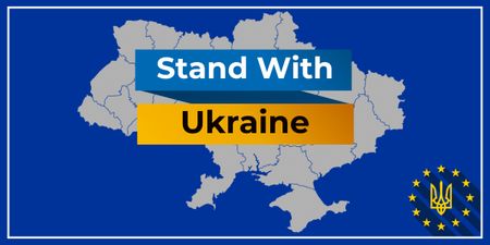 Platilla de diseño Stand with Ukraine with Map Image