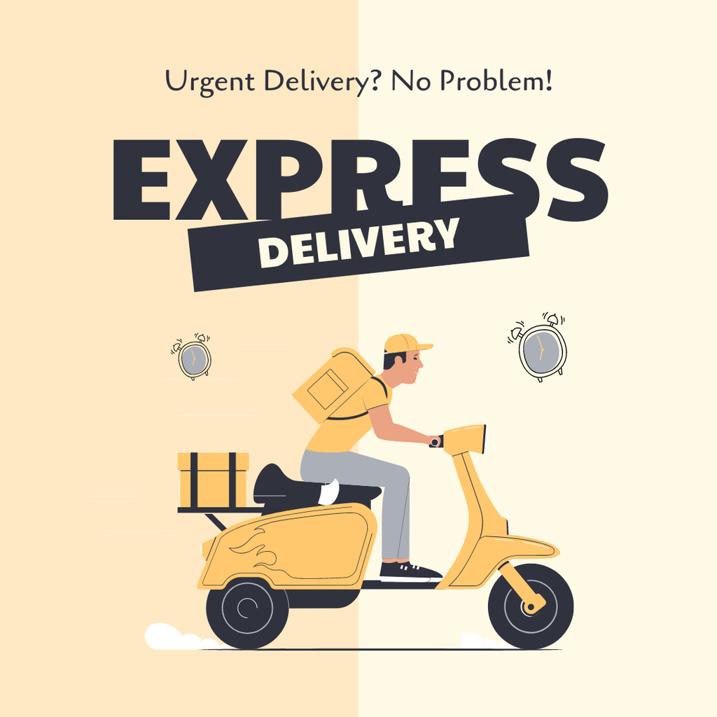 Express Delivery and Courier Services Offer on Beige Instagramデザインテンプレート