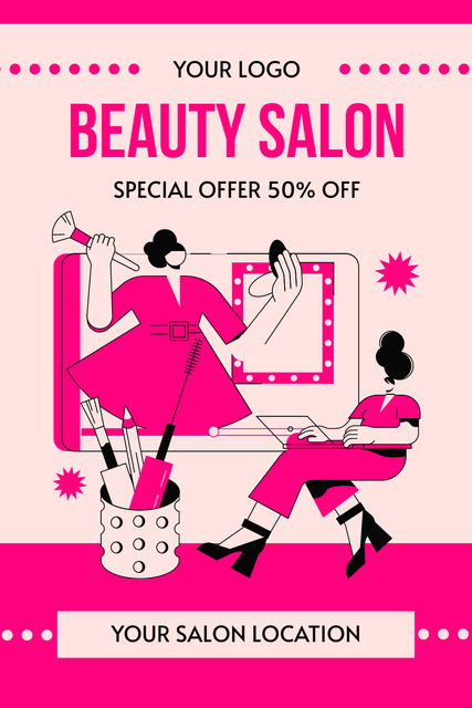 Beautician's Services Discount Pinterestデザインテンプレート