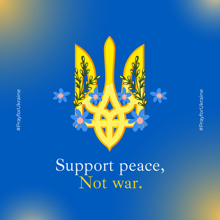 Call for Support of Ukraine with Image of Coat of Arms Instagram Design Template