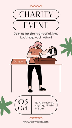 Illustration of Female Volunteer at Event Instagram Story Design Template