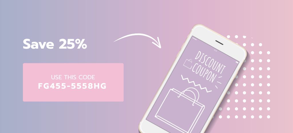 E-commerce Discount Offer on Phone Screen Coupon 3.75x8.25in Tasarım Şablonu