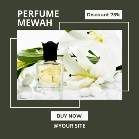 Fragrance Ad with Tender White Flowers Instagram Design Template
