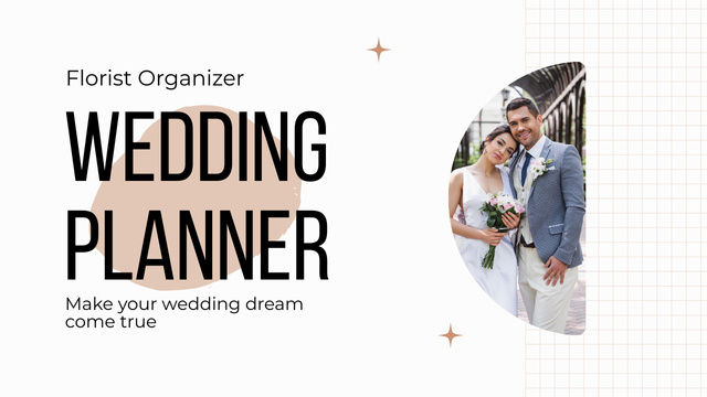 Wedding Planner Agency Ad with Happy Couple Youtube Thumbnail Design Template