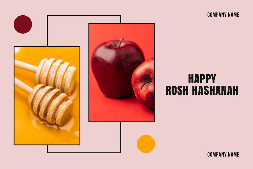 Designvorlage Happy Rosh Hashanah Congrats With Apples And Honey für Mood Board