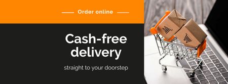 Cash-free delivery Service with cart Facebook cover Design Template