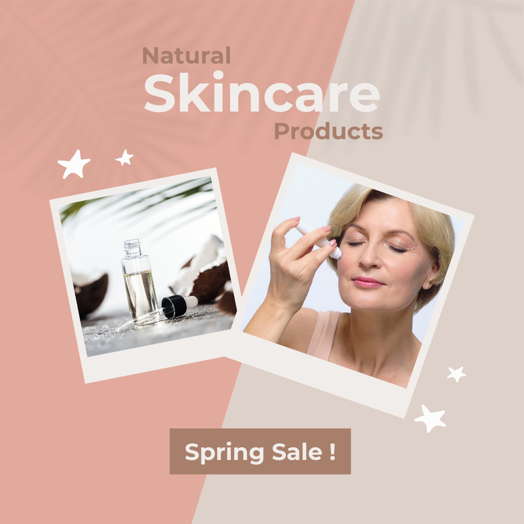 Collage with Spring Sale Skin Care Products Instagramデザインテンプレート