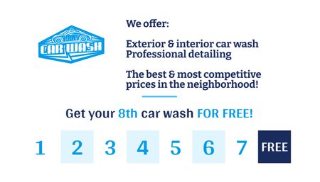 Designvorlage Kontakte und Informationen von Car Wash für Business Card US