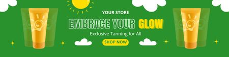 Suntan Cream Sale Announcement on Green Twitter Design Template