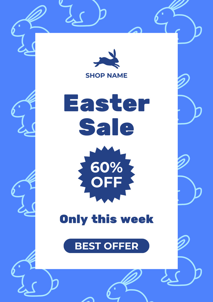 Easter Promotion with Illustration of Easter Rabbits Poster Design Template