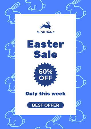Easter Promotion with Illustration of Easter Rabbits Poster Design Template
