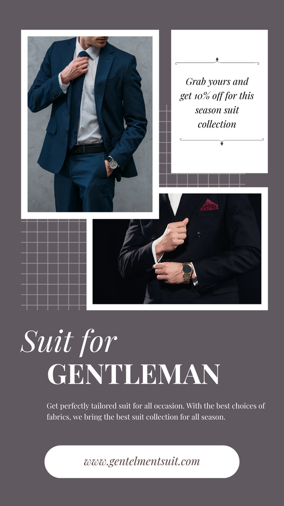 Designvorlage Suits for Gentlemen Sale Offer für Instagram Story