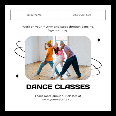 Designvorlage Gruppe von Menschen, die im Studio Tanz lernen für Instagram