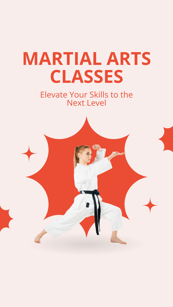 Modèle de visuel Martial Arts Classes Promo with Girl wearing Uniform - Instagram Story
