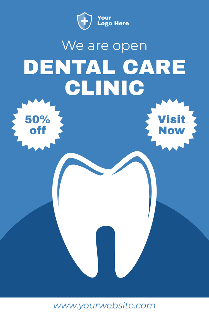 Dental Care Clinic Ad with Discount Pinterest Tasarım Şablonu