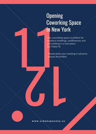 Template di design Coworking Opening Minimalistic Announcement in Blue and Red Flayer