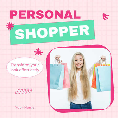 Akılda kalıcı sloganla kişiye özel alışveriş hizmeti teklifi Instagram Tasarım Şablonu