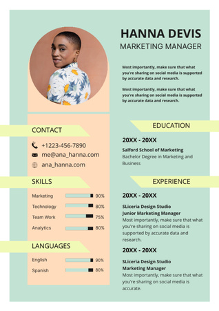 Szablon projektu Skills and Experience in Marketing Resume