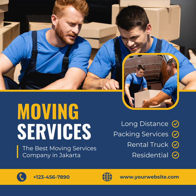 List of Moving Services with Delivers in Uniform Instagram Design Template