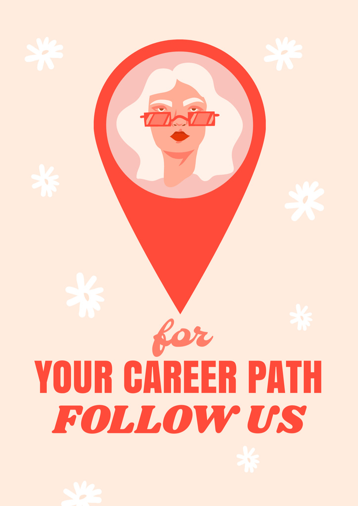 Vacancy Ad with Lady in Red Map Mark Poster B2 Design Template