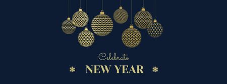 νέο έτος χαιρετισμός με εορταστική διακόσμηση Facebook cover Πρότυπο σχεδίασης