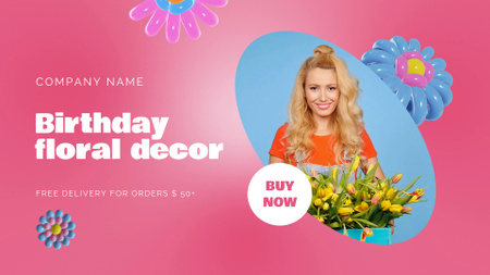 Plantilla de diseño de Floral Décor For Birthdays With Free Delivery Full HD video 