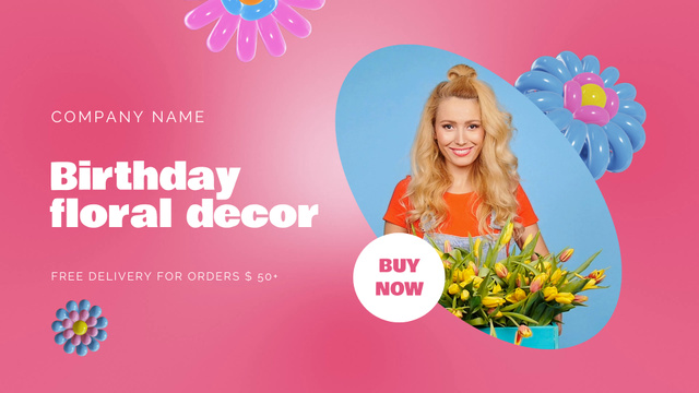 Platilla de diseño Floral Décor For Birthdays With Free Delivery Full HD video
