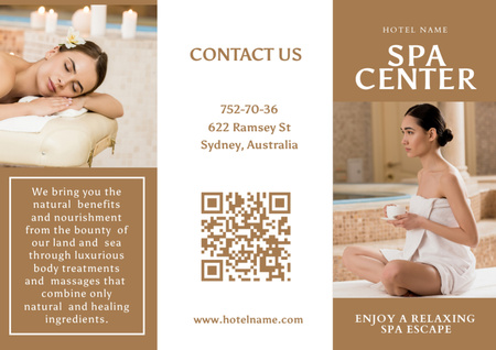 Spa Services Offer with Young Woman Brochure Design Template