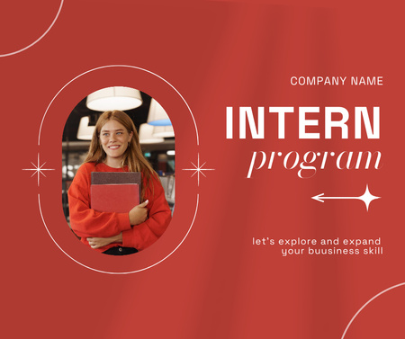 Template di design Young Lady with Books for Intern Program Invitation  Facebook