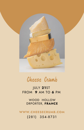 Cheese Tasting Announcement with Pieces of Noble Cheeses Invitation 5.5x8.5in Design Template