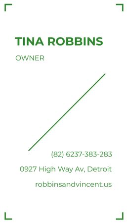 Designvorlage firmeninhaber für Business Card US Vertical