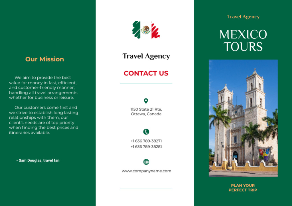 Amusing Travel Tour Offer to Mexico Brochureデザインテンプレート