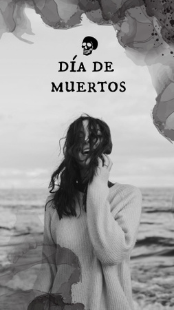 Designvorlage Dia de los Muertos Celebration with Young Smiling Girl für Instagram Story