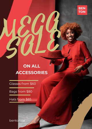Template di design Sale with Woman Dressed in Red Flyer A6