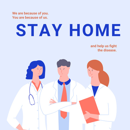 Plantilla de diseño de #Stayhome Conciencia del coronavirus con el equipo de médicos Instagram 