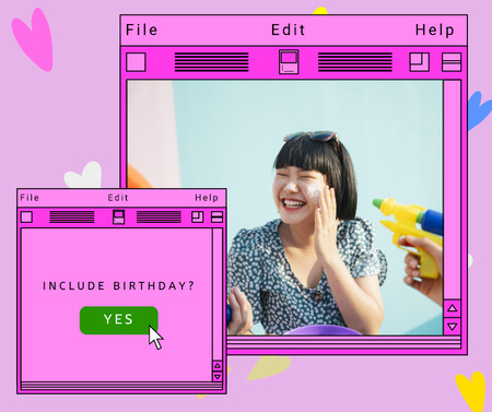 Birthday Party Announcement with Happy Smiling Woman Facebook Design Template