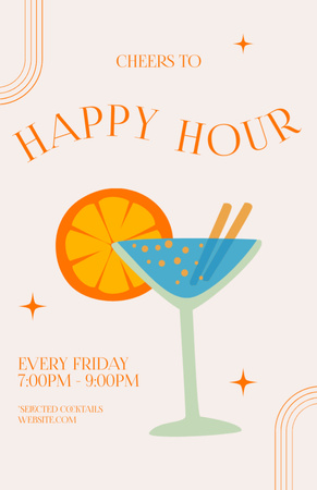 Promotion of Happy Hours in Bar Recipe Card Design Template
