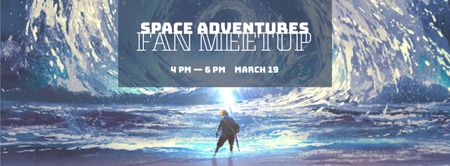 Designvorlage Space Event Announcement Man Standing in Front of Water Tunnel für Facebook Video cover