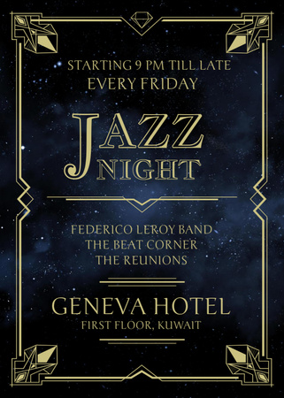 Platilla de diseño Jazz Night Invitation on Night Sky Flayer