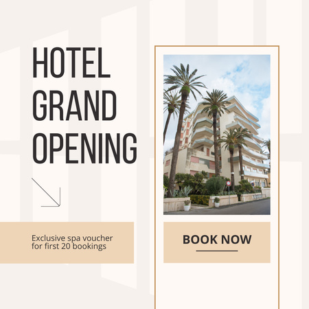 Exclusive Vouchers Due Hotel Grand Opening Instagram AD Design Template