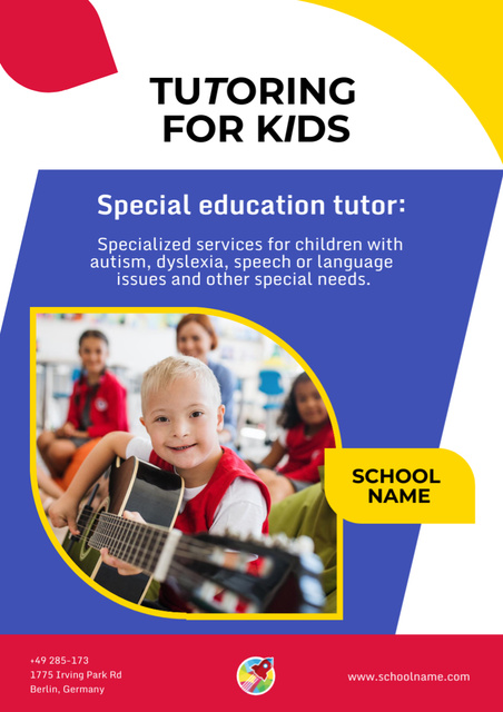Tutoring for Kids Offer on Colorful Poster A3 Πρότυπο σχεδίασης