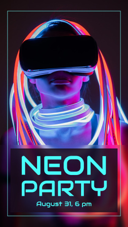 Anúncio sobre Festa Neon Instagram Story Modelo de Design