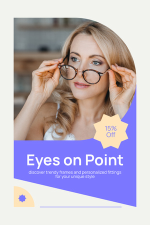 Personal Try-On and Sale of Glasses at Discount Pinterest Design Template